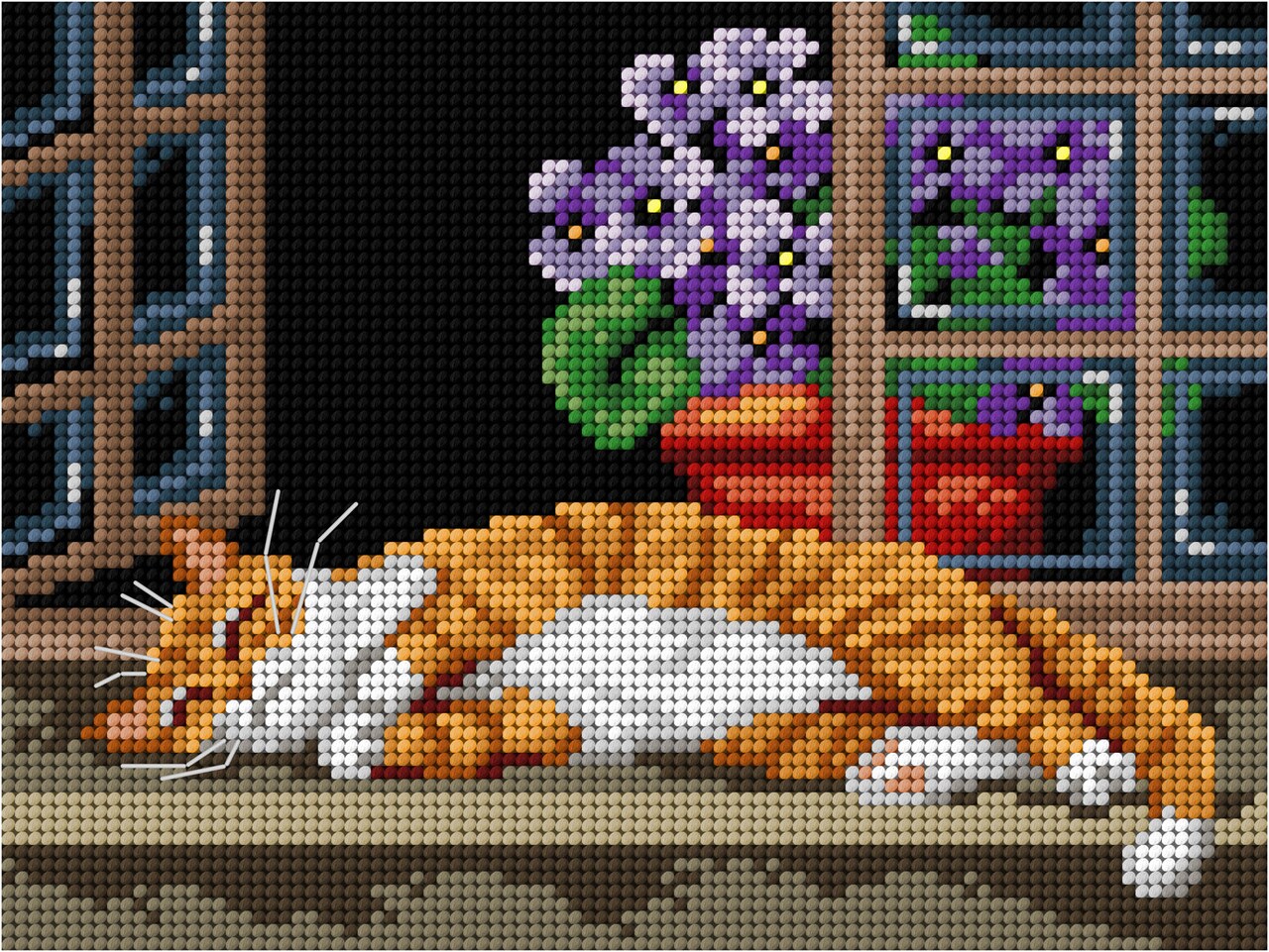 Gobelin canvas for halfstitch without yarn A Cat on the Window Sill 3624F